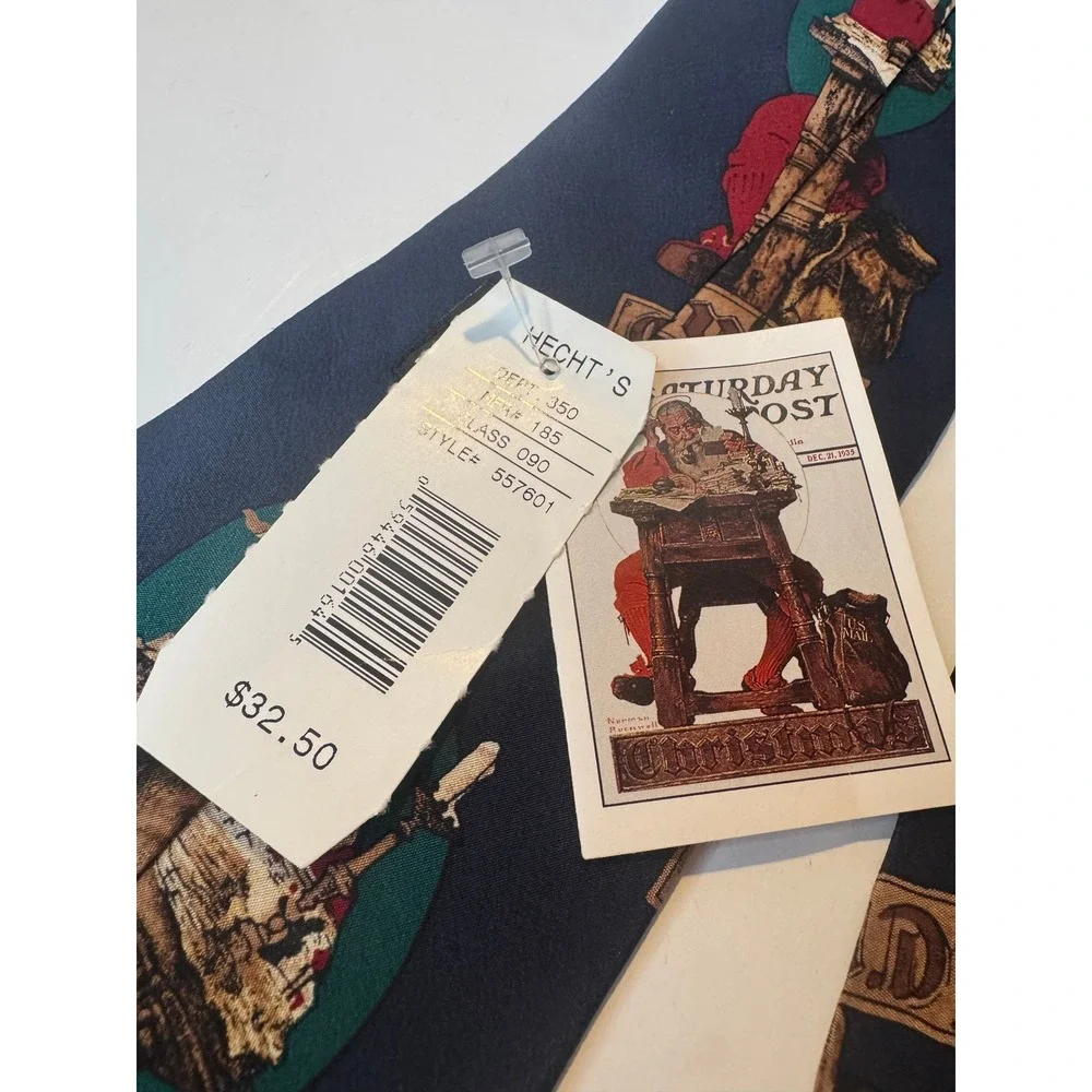 NWT Norman Rockwell Christmas‎ Santa Tie Vintage 1994 Saturday Evening Post Silk